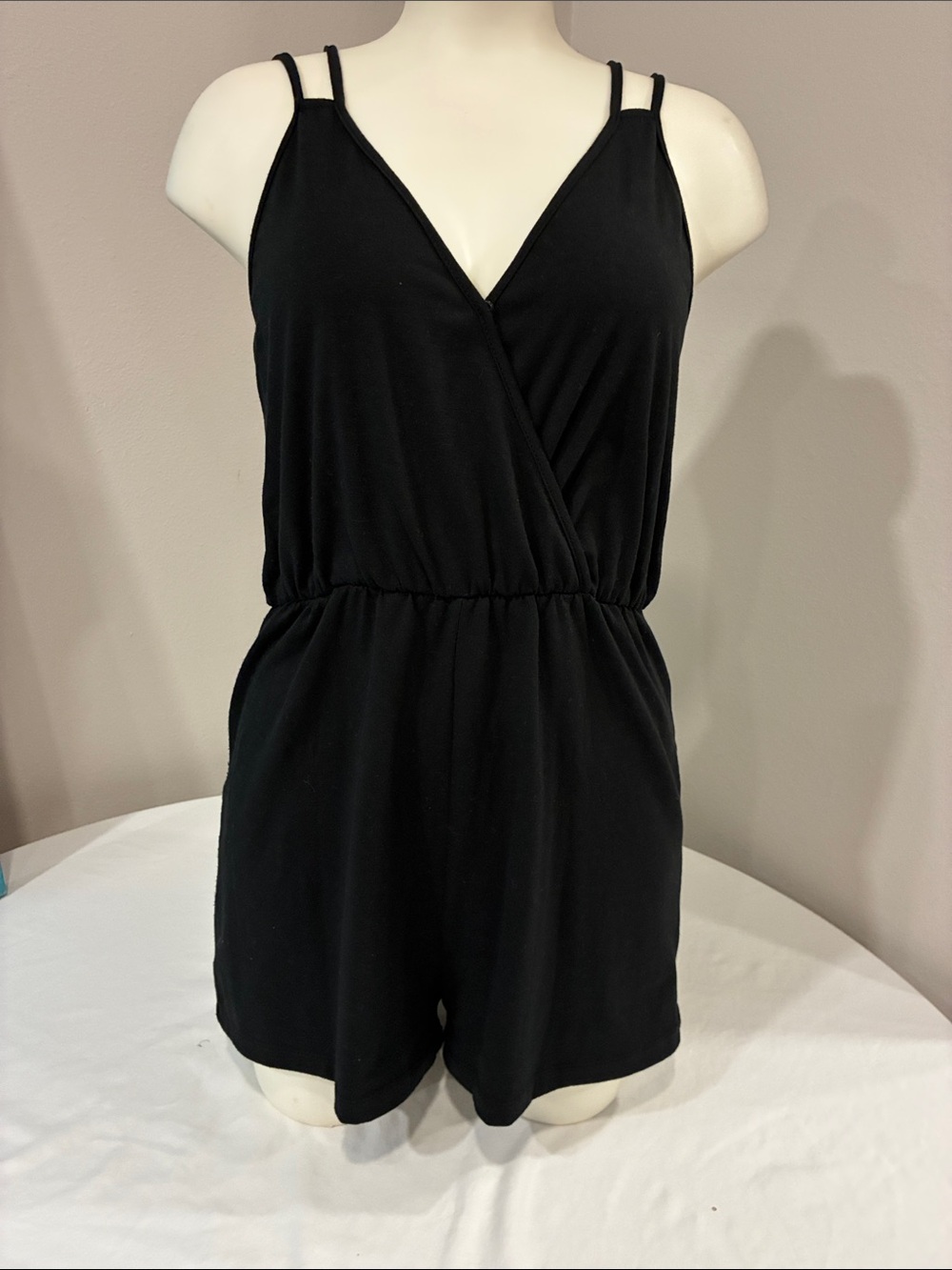 Black Sleeveless Wrap Romper